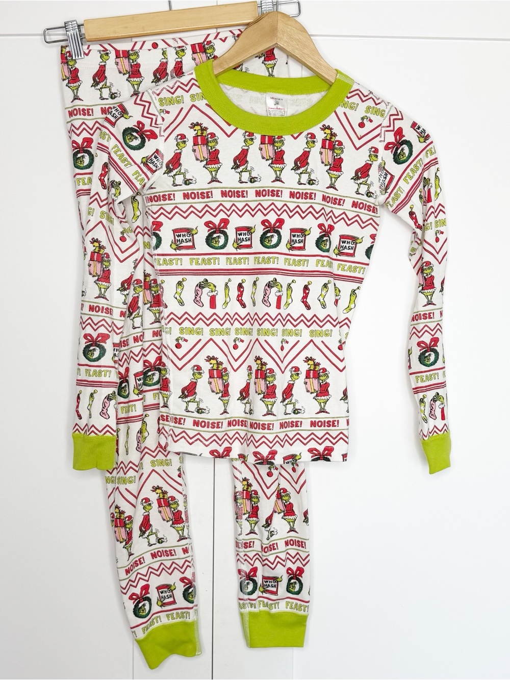 Hanna Andersson + Dr Seuss The Grinch Fair Isle Long John Pajama Set 10 unisex